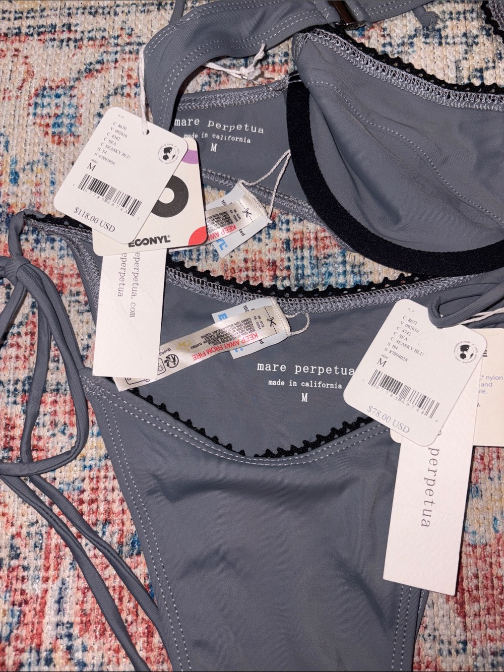 Mare Perpetua Dusk Bikini Set in Gray SZ M NWT - Picture 6 of 6